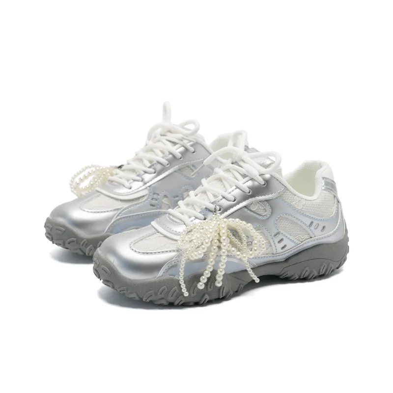 Circle Small Cushioning, Slip Resistant, Breathable, Supportive, Lightweight Low Top Chunky Sneakers Women's-2
