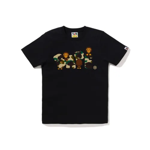A BATHING APE Women's 1st Camo Milo Bape Logo Tee White/Yellow