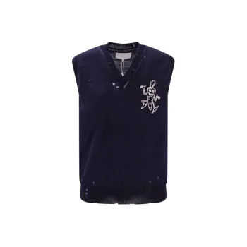 Maison Margiela Logo Embroidered V Neck Knitted Vest