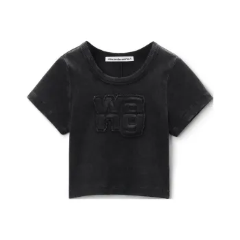 Alexander Wang Distressed Logo Cropped T Shirt
