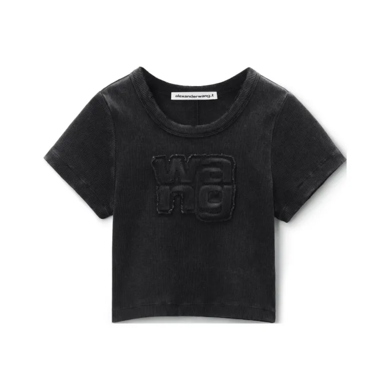 Alexander Wang Distressed Logo Cropped T Shirt-0