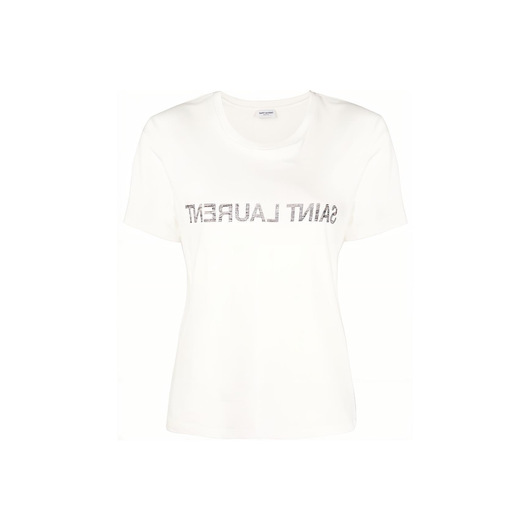 ★Saint Laurent★ Reverse Logo Short Sleeve T-Shirt Natural SAINT LAURENT Reverse Logo T-Shirt Natural - POIZON