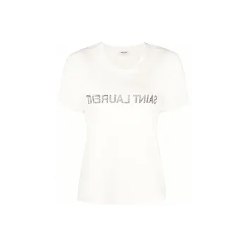 SAINT LAURENT Reverse Logo T Shirt Natural