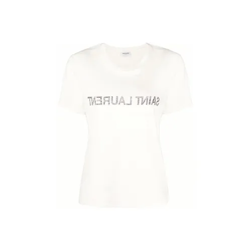 SAINT LAURENT Reverse Logo T Shirt Natural