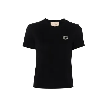 GUCCI Embellished Logo Crewneck T Shirt