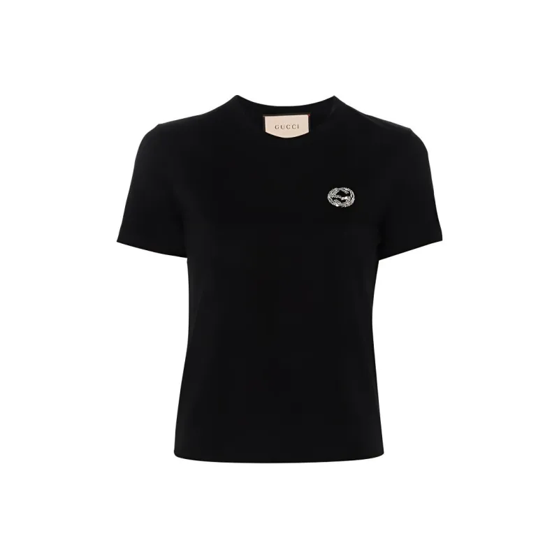 GUCCI Embellished Logo Crewneck T Shirt-0