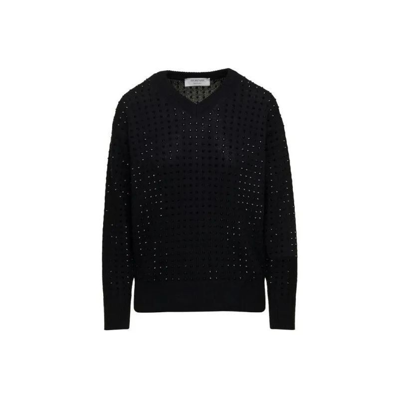SportMax Embellished V Neck Jumper-0