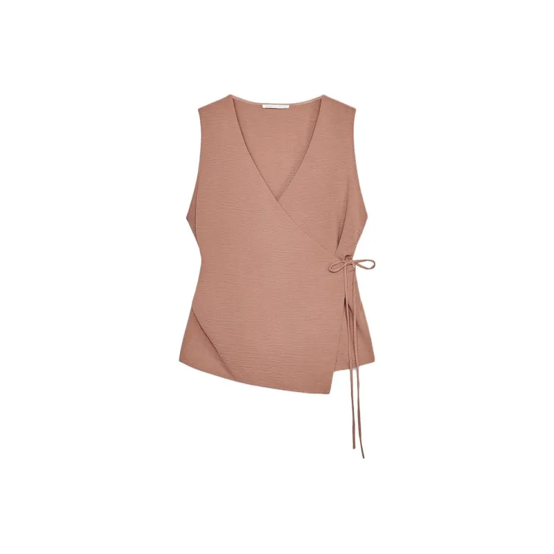 ZARA Tank Tops Women's Brown-0