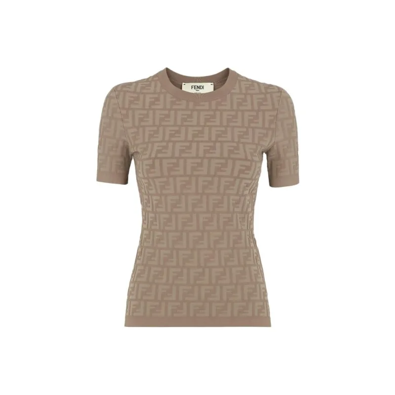 FENDI Monogram Detailed Knit T-Shirt-0
