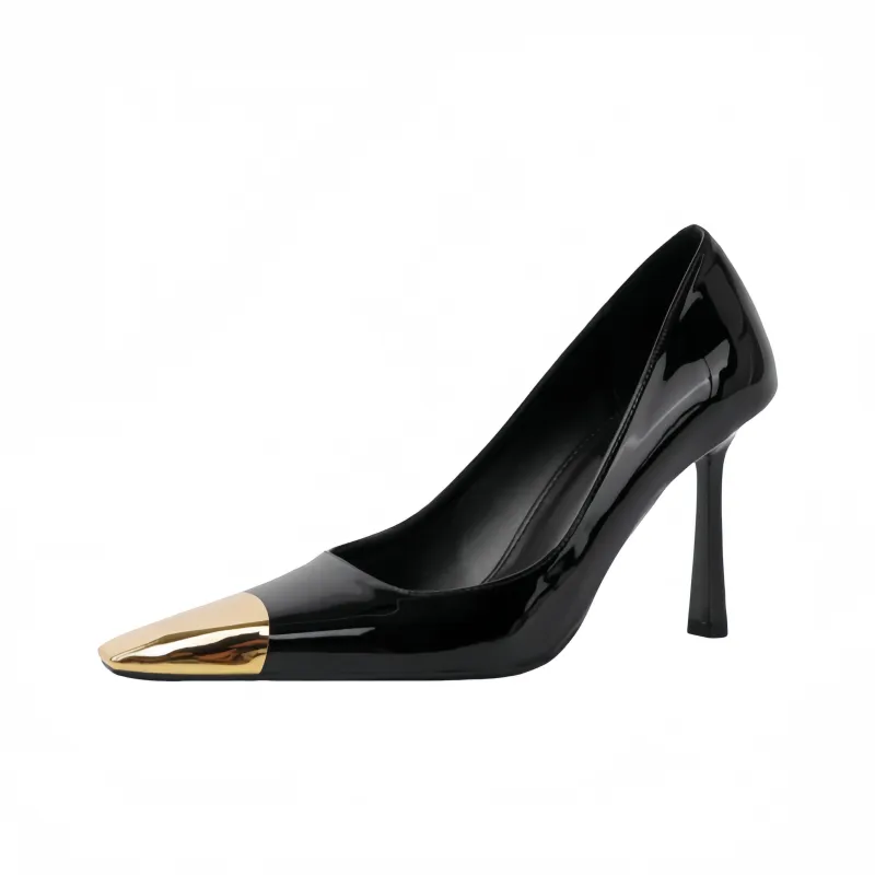 ROBINHOOD Purple Moon Galaxy Box Slim Heel High Heels Women's Black-1