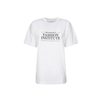 Balenciaga Women's Logo Print T Shirt White