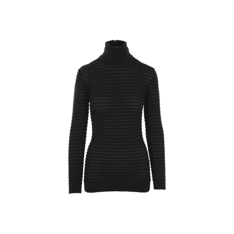 Valentino High Neck Long Sleeved Ribbed Top-0