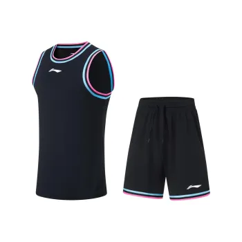 LiNing Professional Basketball Series Basketball Suit Men's Black Pink Black Blue Ribbon