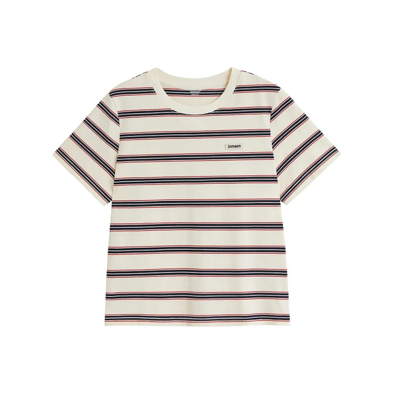 Inman T Shirt Women's Red Blue Stripes-0