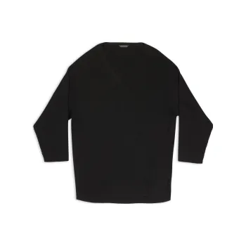 Balenciaga Women's Vareuse Silk Rib Knit Oversized Sweater Black