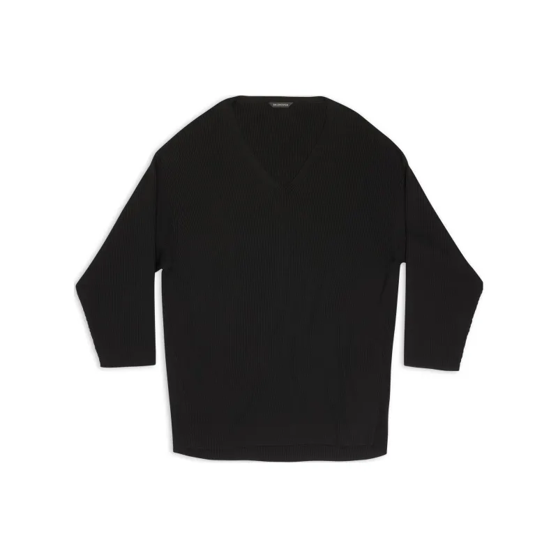 Balenciaga Women's Vareuse Silk Rib Knit Oversized Sweater Black-0
