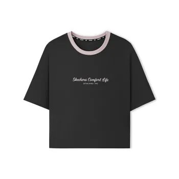 Skechers Drop Shoulder Sleeve T Shirt Women's Carbon Black