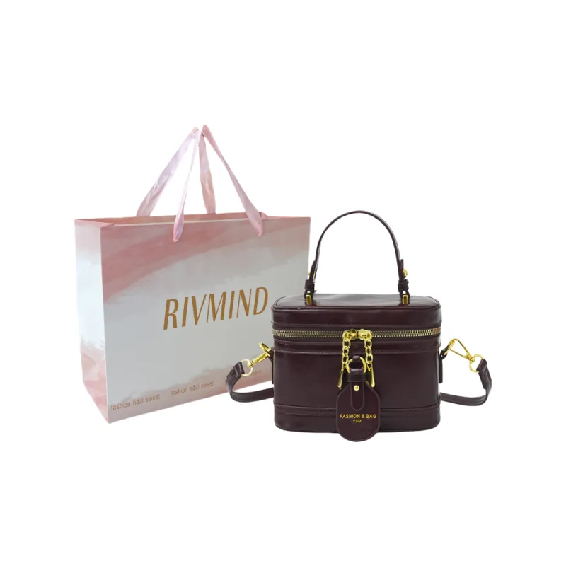 RIVMIND PU One Shoulder Handbag Women's Beige/Burgundy/Coffee/Black-12