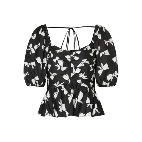 MO&CO Crop Tops Women's Black With White Multicolor