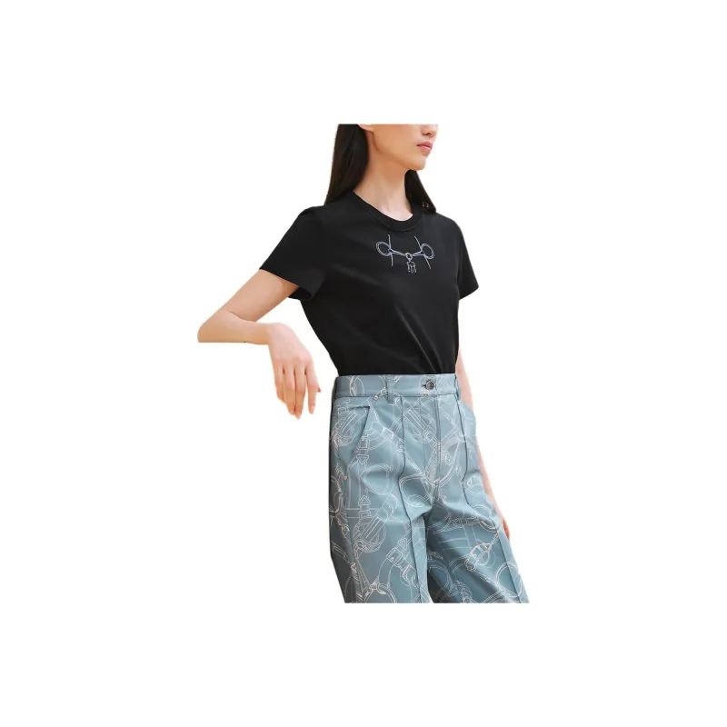 HERMES T Shirts Women's Black-0