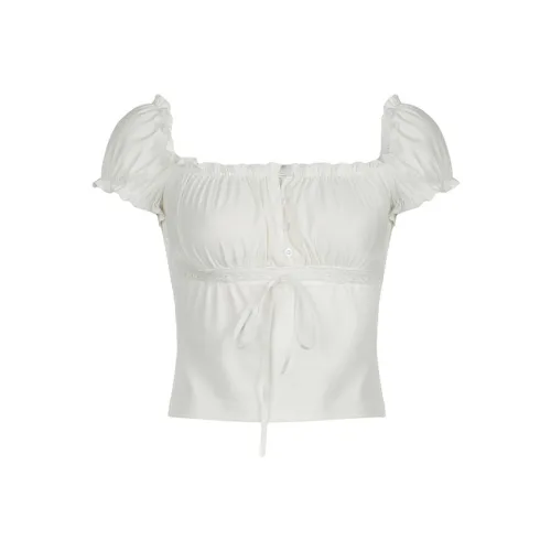 Bubble Trap Puff Sleeve T-Shirt Women's White