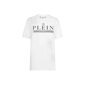 PHILIPP PLEIN Crystal embellished Cotton T shirt