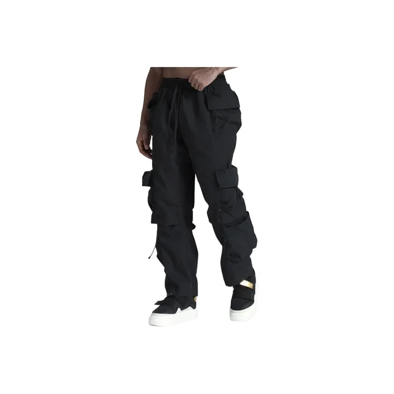 NORVINCY American Streetwear Gothic Patchwork Urban Techwear Casual Pants Unisex Black-0