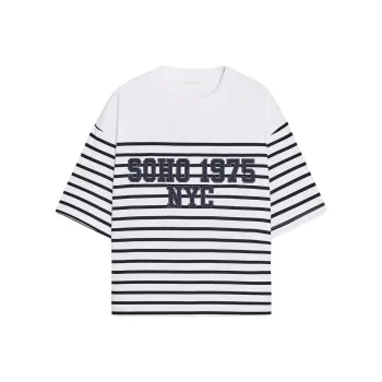 ZARA T Shirt Women's White/Sea Blue
