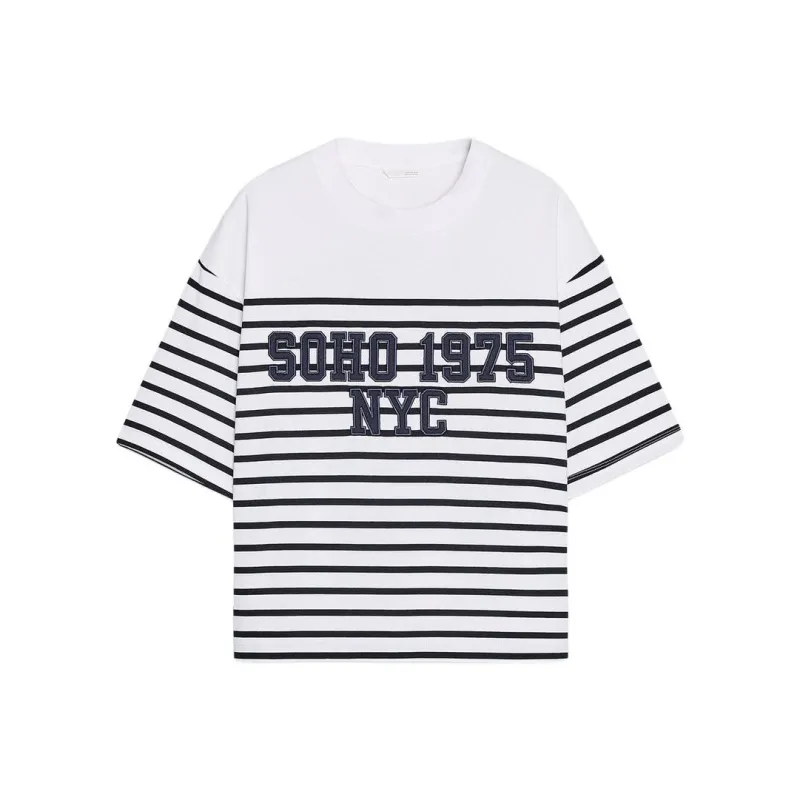 ZARA T Shirt Women's White/Sea Blue-0