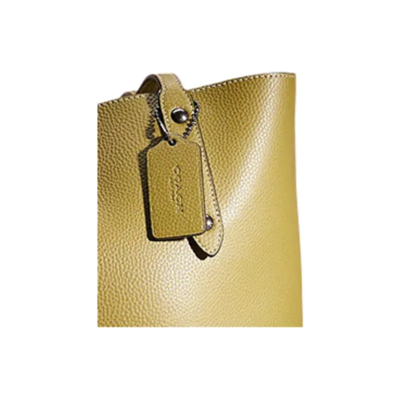 COACH Market Tote Pebbled Leather Tote Bag Shopping Bag Handbag Shoulder Bag Large Size Women's Grass Green-2