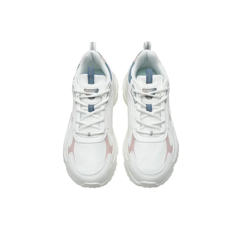 XTEP Anti Slip Wear Resistant Low Top Outdoor Shoes Women's Sail White Light Pink Deep Blue-3