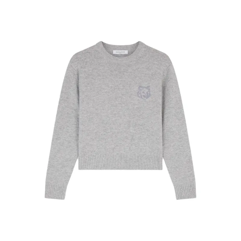 Maison Kitsune Bold Fox Head Embroidered Cropped Jumper-0