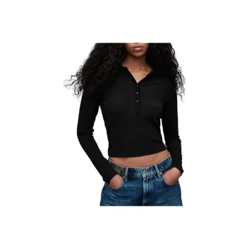 ALLSAINTS Hallie Fine-ribbed Polo Top