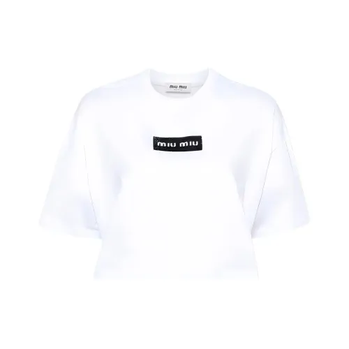 miu Sunglasses miu Sunglasses Logo Detailed Cropped T Shirt