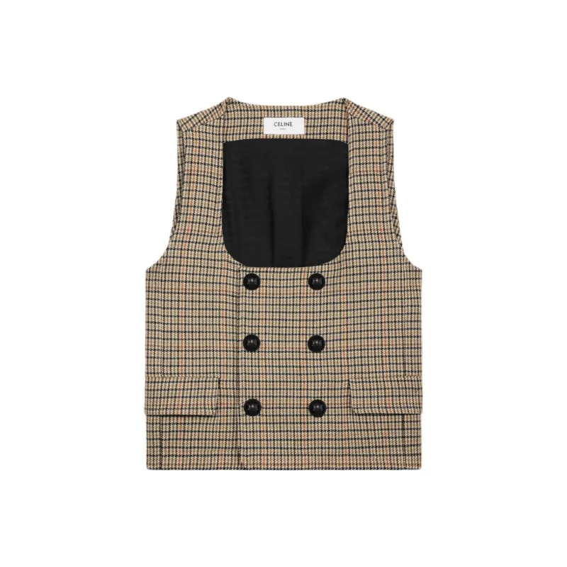 CELINE Double breasted Vest In Houndstooth Wool-0