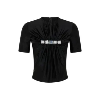 Paco Rabanne Embellished Draped Mock Neck Top