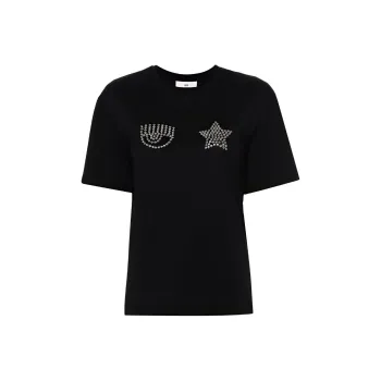 CHIARA FERRAGNI Eyelike motif Cotton T shirt
