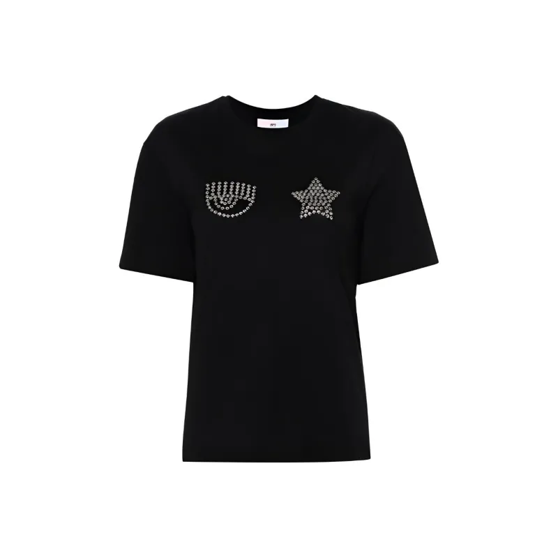 CHIARA FERRAGNI Eyelike motif Cotton T shirt-0