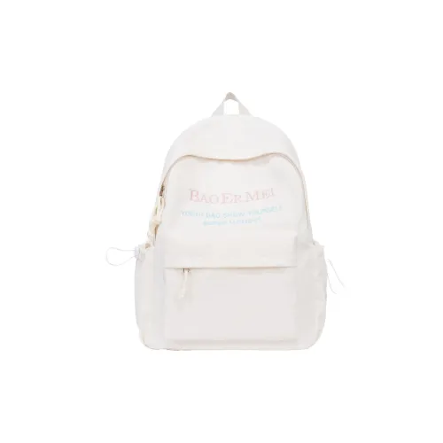 BRABOSTON Nylon Backpack Unisex Ecru/Black/Light Blue/Pink
