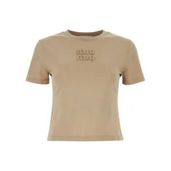MIU MIU Logo embroidered Cotton T shirt