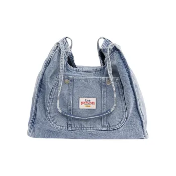 Lee Denim Tote Bag, Shoulder Bag Regular Women's Light Blue/Dark Blue/Gray