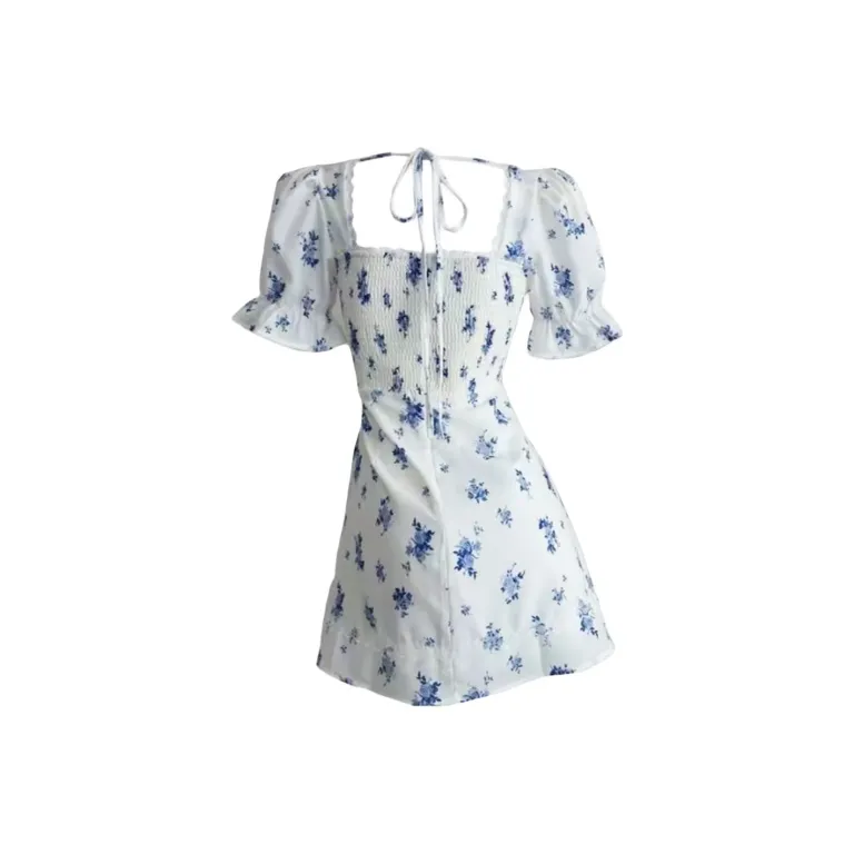 KYKW Short Sleeved Dress Women's White Floral-1