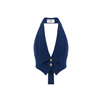Elisabetta Franchi Contrast Topstitched Crêpe Waistcoat