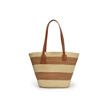 Yalu Straw Woven Shoulder Bag Women's Black/Ecru/Khaki/Green