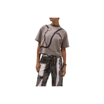HERMES Drop Shoulder Sleeve T Shirt Women's Smoky Brown