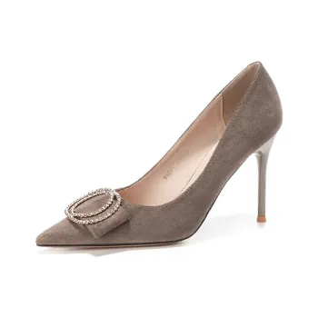 Lan Miao Slim Heel High Heels Women's Khaki