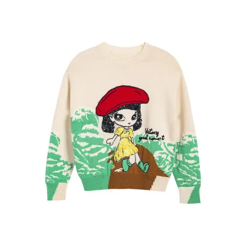 CoLove Sweater Women's White With Green Accents