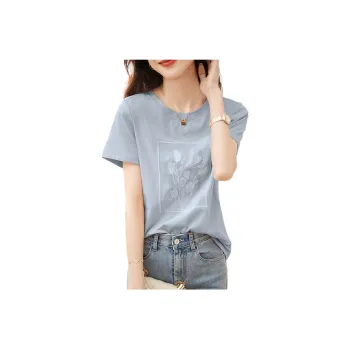 Mo Han Yi Mei T Shirt Women's Gray Blue