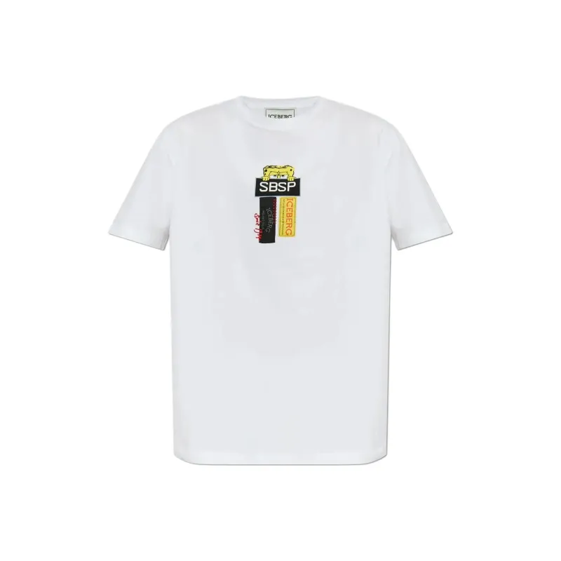 Iceberg Logo Patch Crewneck T Shirt-0