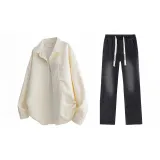 Beige Apricot (Long-Sleeved)+Black
